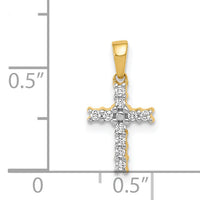 14k and Rhodium 1/10ct. Diamond Latin Cross Pendant-PM4956-010-YA