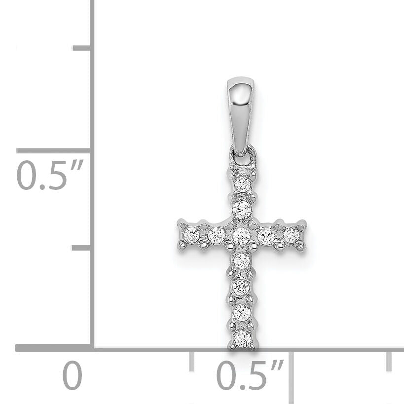 14k White Gold 1/20ct. Diamond Latin Cross Pendant-PM4957-006-WA