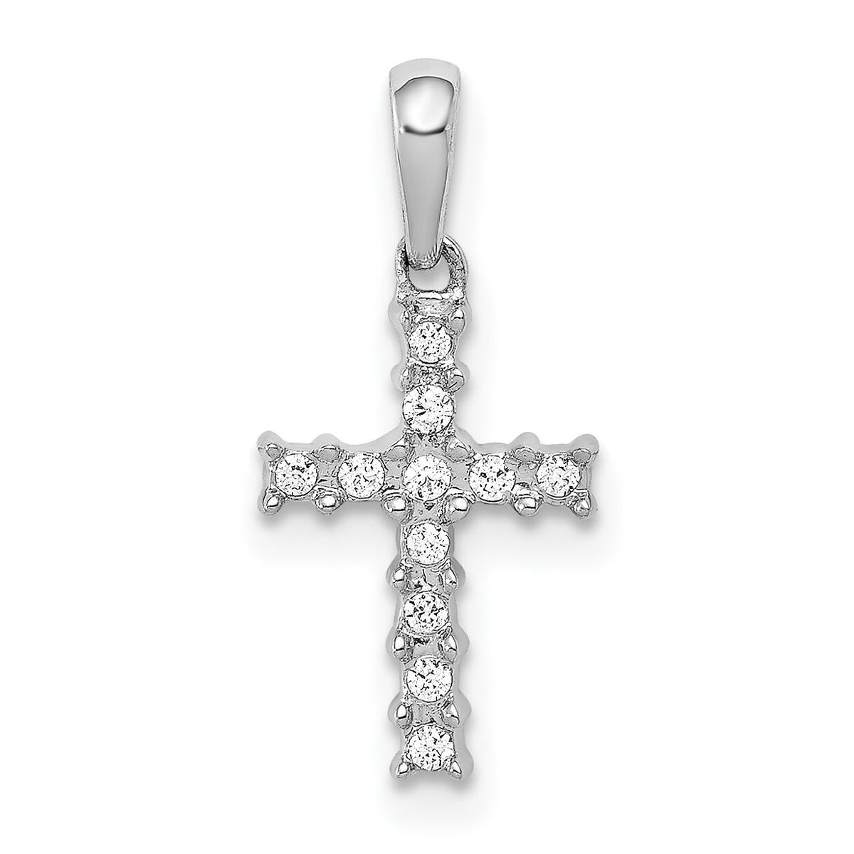 14k White Gold 1/20ct. Diamond Latin Cross Pendant-PM4957-006-WA