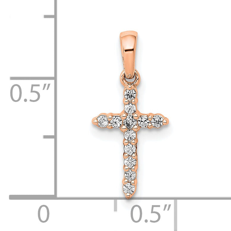 14k Rose Gold Polished Diamond Cross Pendant-PM4958-010-RA