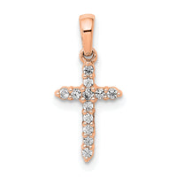 14k Rose Gold Polished Diamond Cross Pendant-PM4958-010-RA