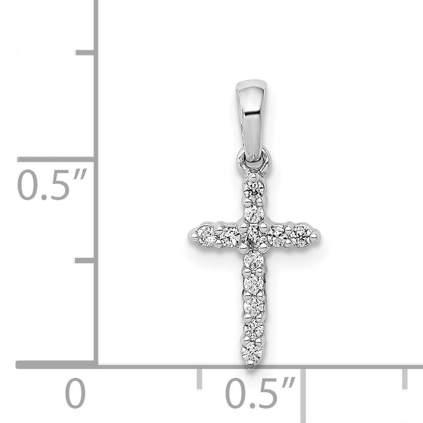 14k White Gold Polished Diamond Cross Pendant-PM4958-010-WA