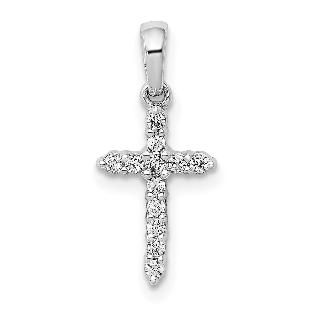 14k White Gold Polished Diamond Cross Pendant-PM4958-010-WA
