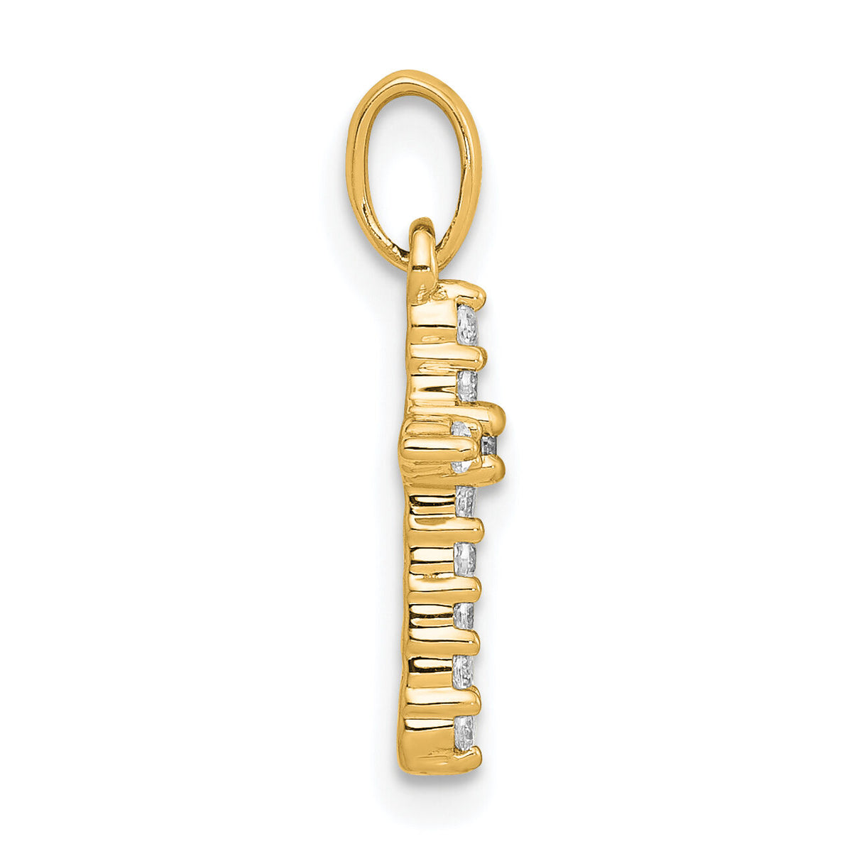 14k Yellow Gold Polished Diamond Cross Pendant-PM4958-010-YA