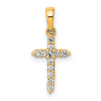 14k Yellow Gold Polished Diamond Cross Pendant-PM4958-010-YA
