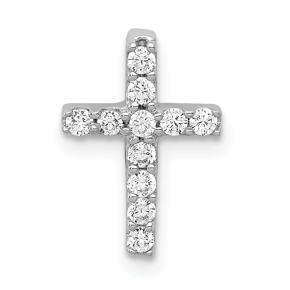 14k White Gold 1/5ct. Diamond Latin Cross Chain Slide-PM4962-020-WA