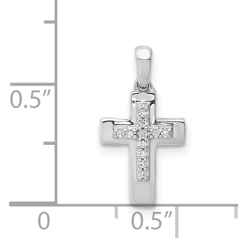 14k White Gold Diamond Cross Pendant-PM4964-004-WA