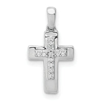 14k White Gold Diamond Cross Pendant-PM4964-004-WA