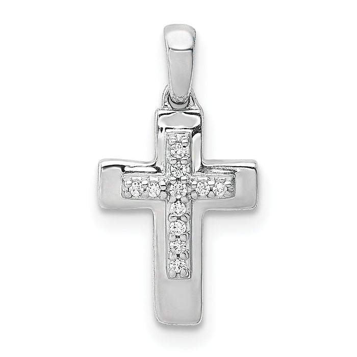 14k White Gold Diamond Cross Pendant-PM4964-004-WA