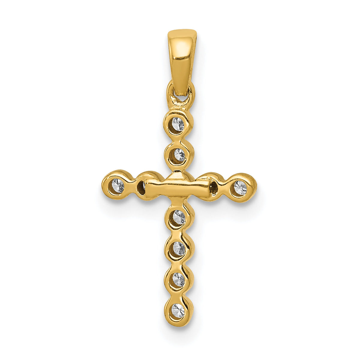 14k Polished 1/10ct. Diamond Cross Pendant-PM4966-010-YA