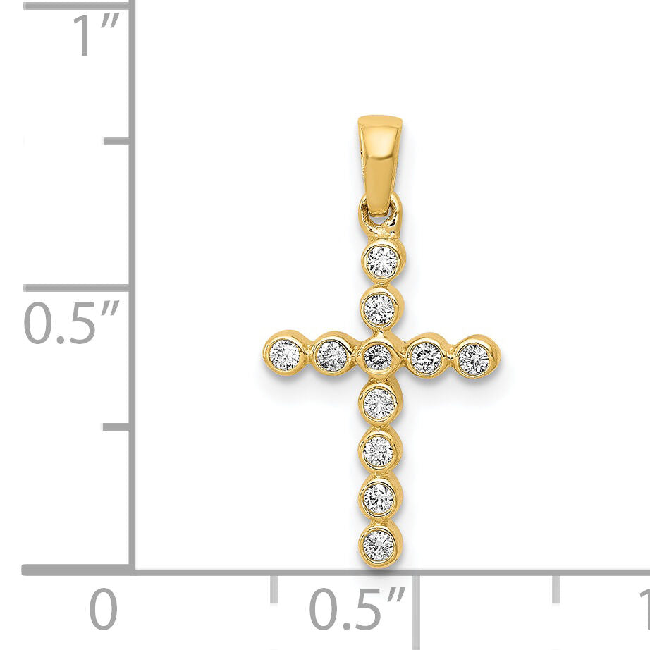 14k Polished 1/10ct. Diamond Cross Pendant-PM4966-010-YA