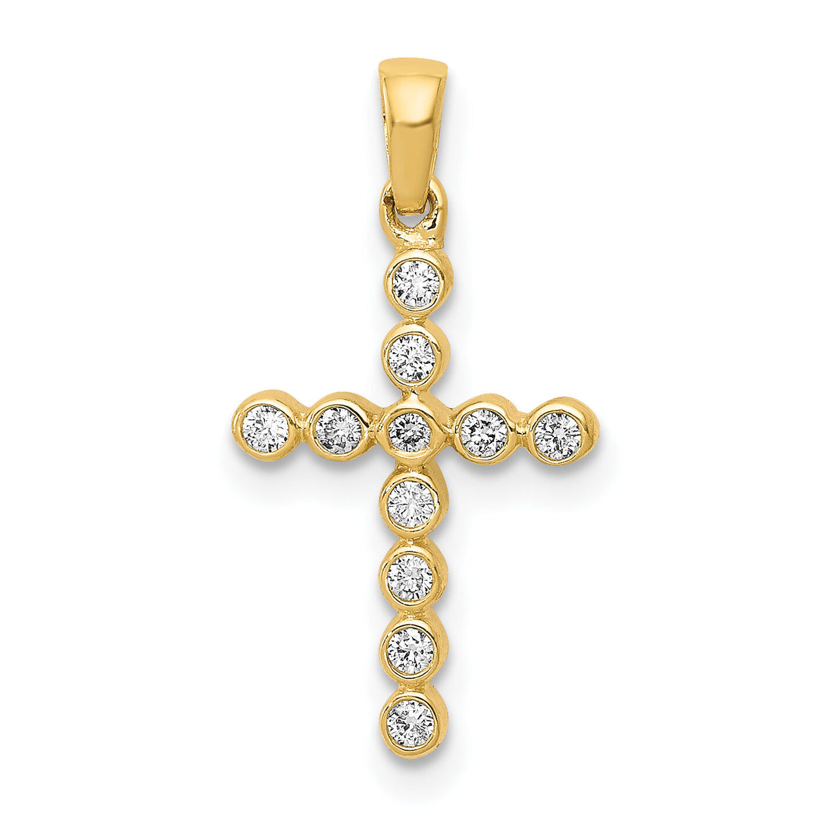 14k Polished 1/10ct. Diamond Cross Pendant-PM4966-010-YA