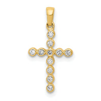 14k Polished 1/10ct. Diamond Cross Pendant-PM4966-010-YA