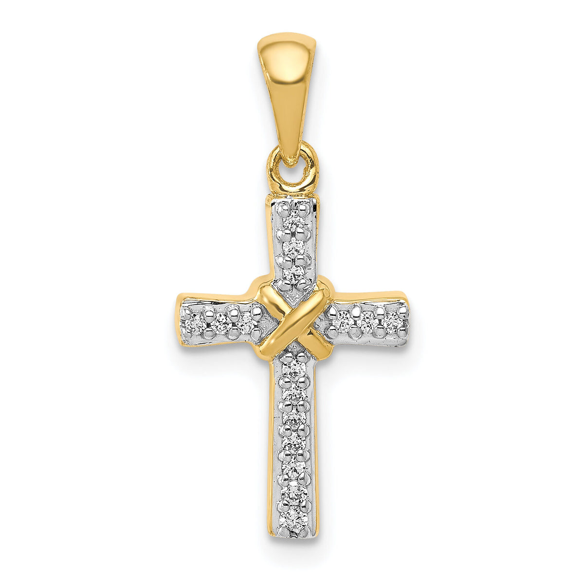 14k 1/6ct. Diamond Latin Cross Pendant-PM4967-016-YA
