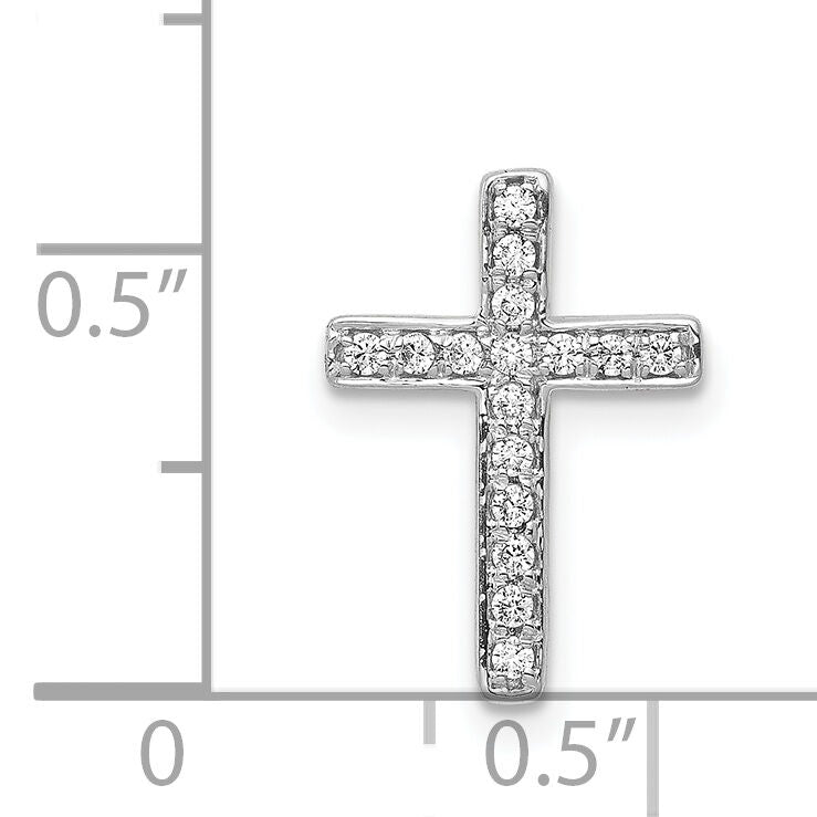 14k White Gold 1/6ct. Diamond Latin Cross Chain Slide-PM4972-016-WA
