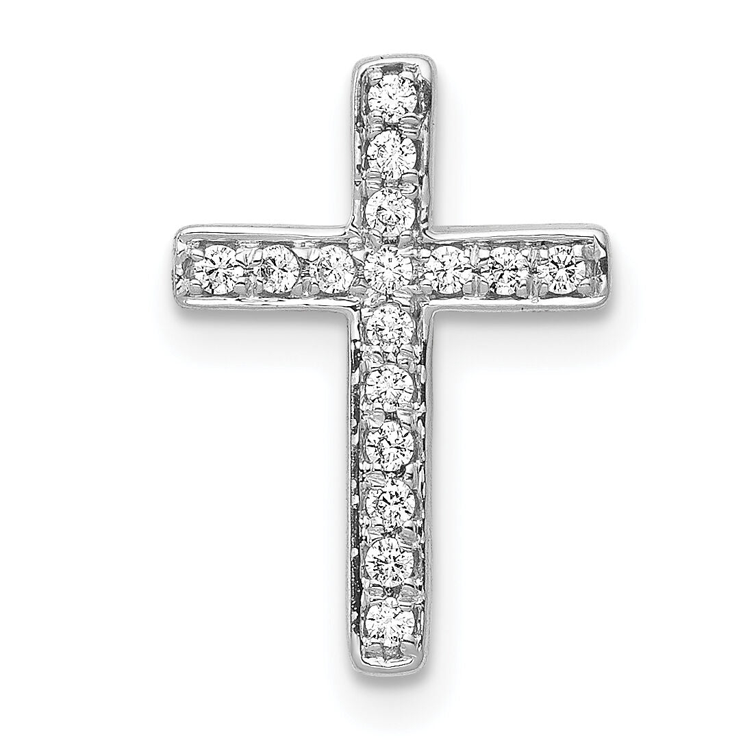 14k White Gold 1/6ct. Diamond Latin Cross Chain Slide-PM4972-016-WA