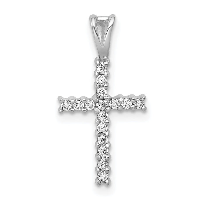 14k White Gold 1/6ct. Diamond Latin Cross Pendant-PM4973-016-WA