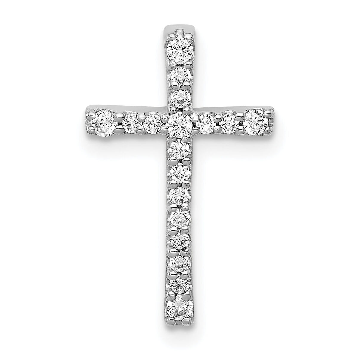 14k White Gold 1/5ct. Diamond Latin Cross Chain Slide-PM4976-020-WA