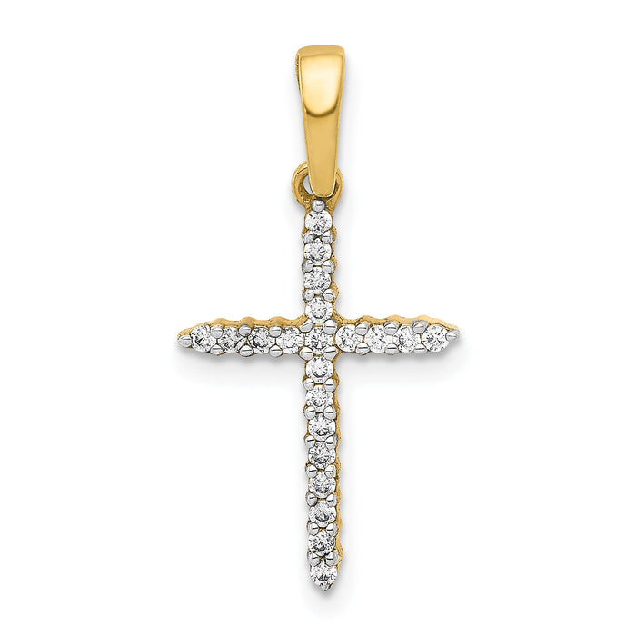 14k 1/6ct. Diamond Cross Pendant-PM4977-016-YA