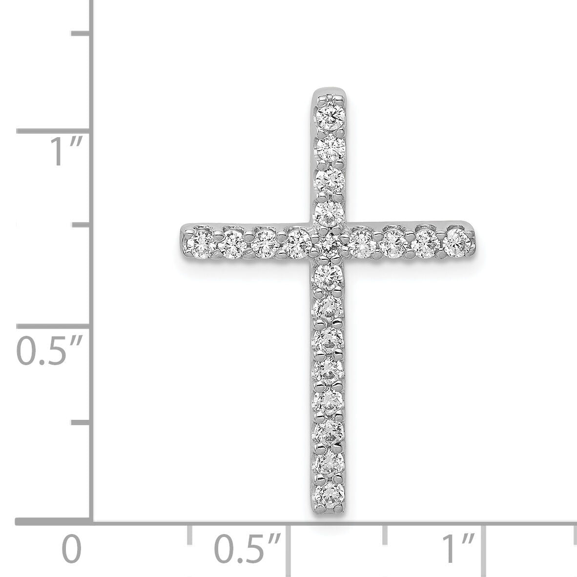 14k White Gold Diamond Cross Pendant-PM4979-050-WA
