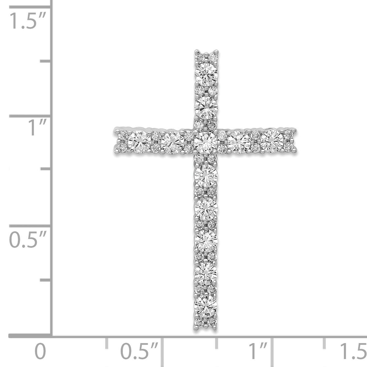 14k White Gold Diamond Latin Cross Pendant-PM4980-100-WA