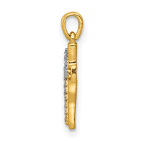 14k and Rhodium 1/20ct. Diamond Cross Pendant-PM4981-005-YA