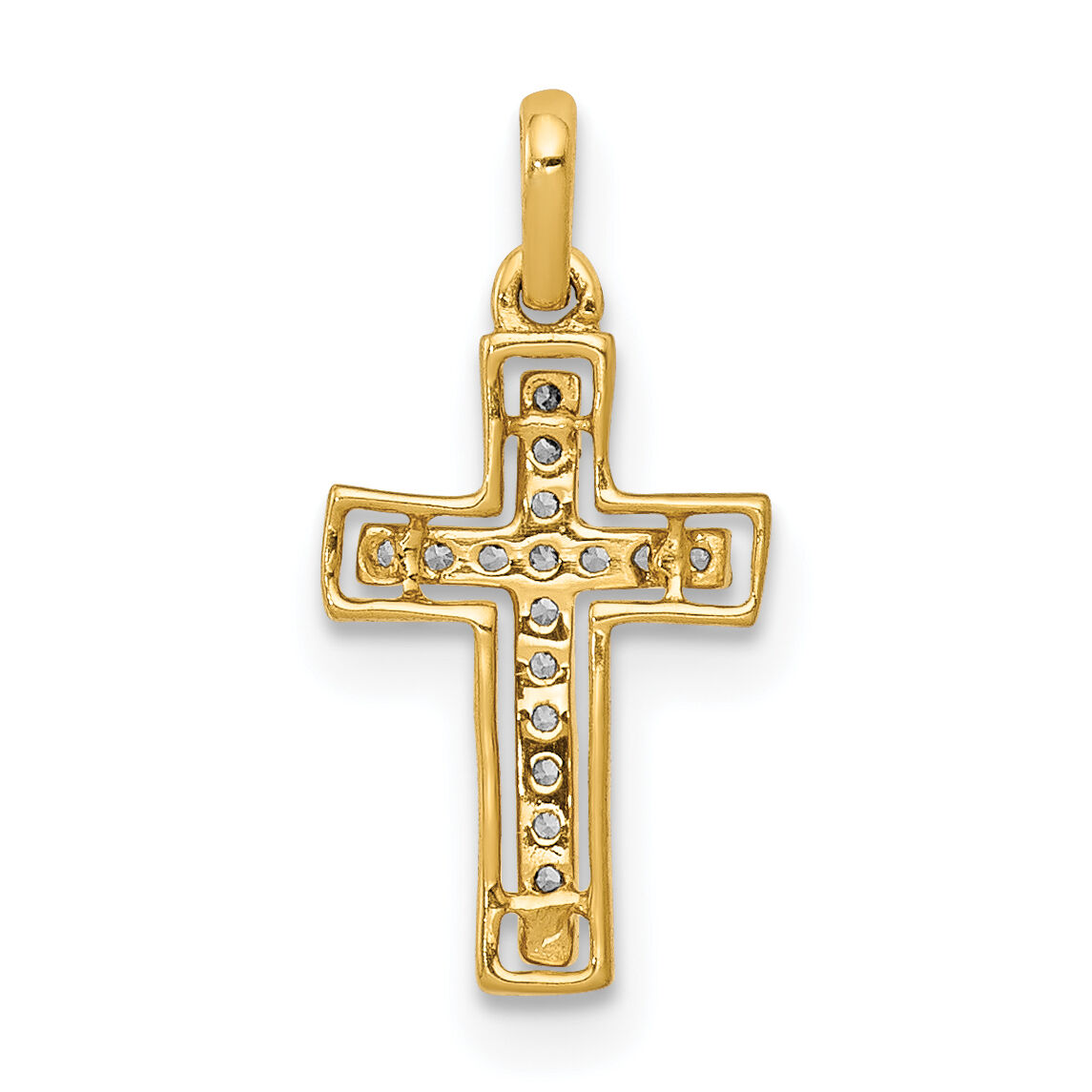 14k and Rhodium 1/20ct. Diamond Cross Pendant-PM4981-005-YA