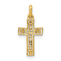14k and Rhodium 1/20ct. Diamond Cross Pendant-PM4981-005-YA