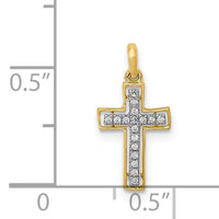 14k and Rhodium 1/20ct. Diamond Cross Pendant-PM4981-005-YA