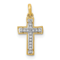 14k and Rhodium 1/20ct. Diamond Cross Pendant-PM4981-005-YA