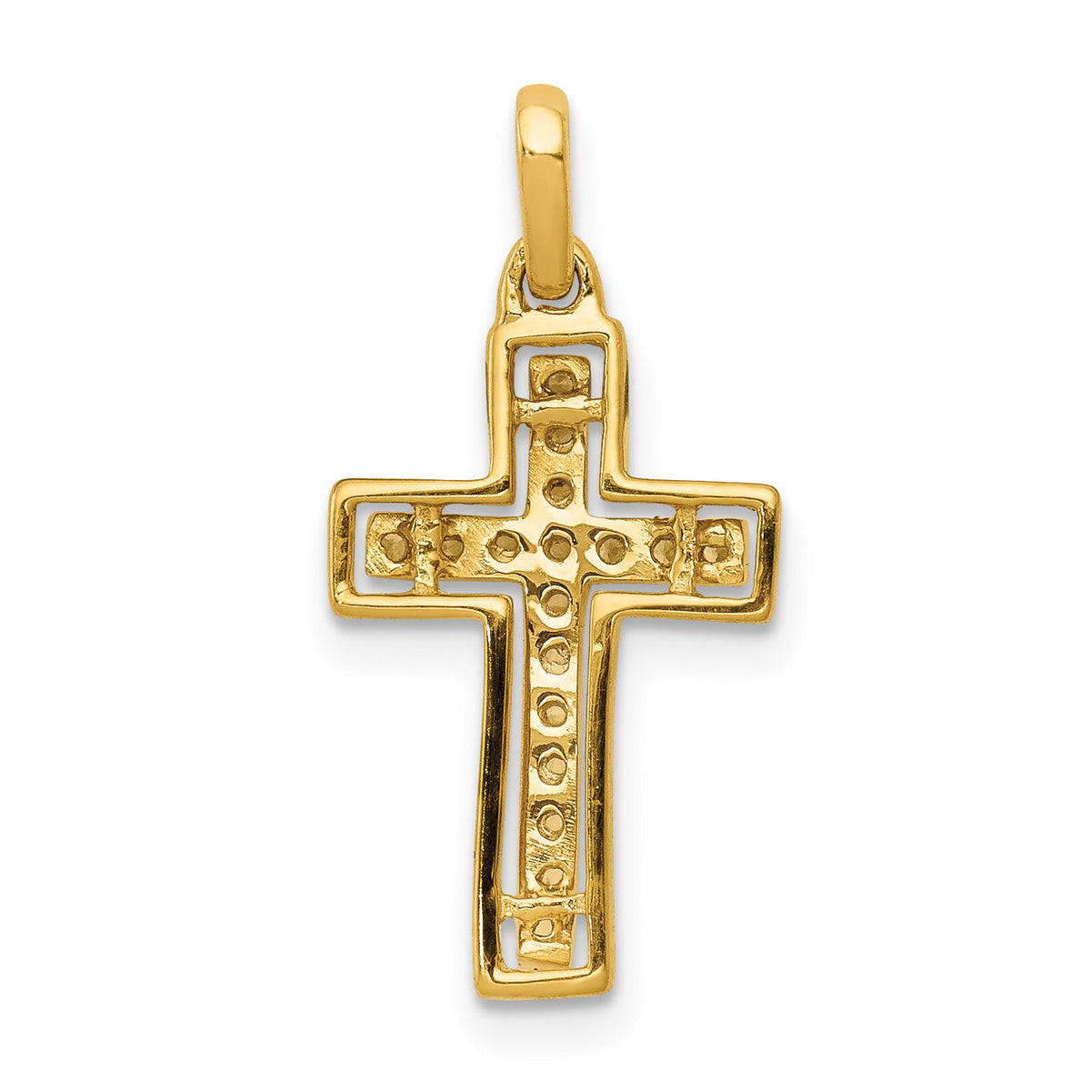 14k and Rhodium 1/8ct. Diamond Cross Pendant-PM4981-013-YA