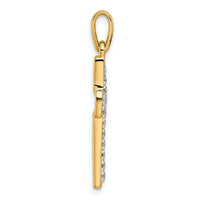14k and Rhodium Diamond Cross Pendant-PM4981-050-YA