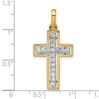 14k and Rhodium Diamond Cross Pendant-PM4981-050-YA