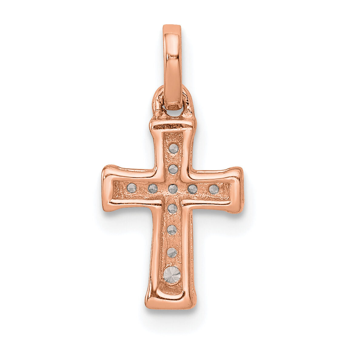 14K Rose Gold Small 1/20ct. Diamond Latin Cross Pendant-PM4982-005-RA