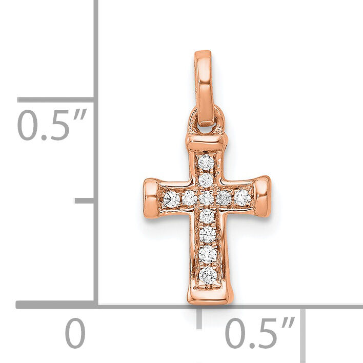 14K Rose Gold Small 1/20ct. Diamond Latin Cross Pendant-PM4982-005-RA