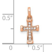 14K Rose Gold Small 1/20ct. Diamond Latin Cross Pendant-PM4982-005-RA