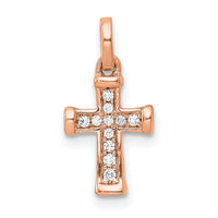 14K Rose Gold Small 1/20ct. Diamond Latin Cross Pendant-PM4982-005-RA