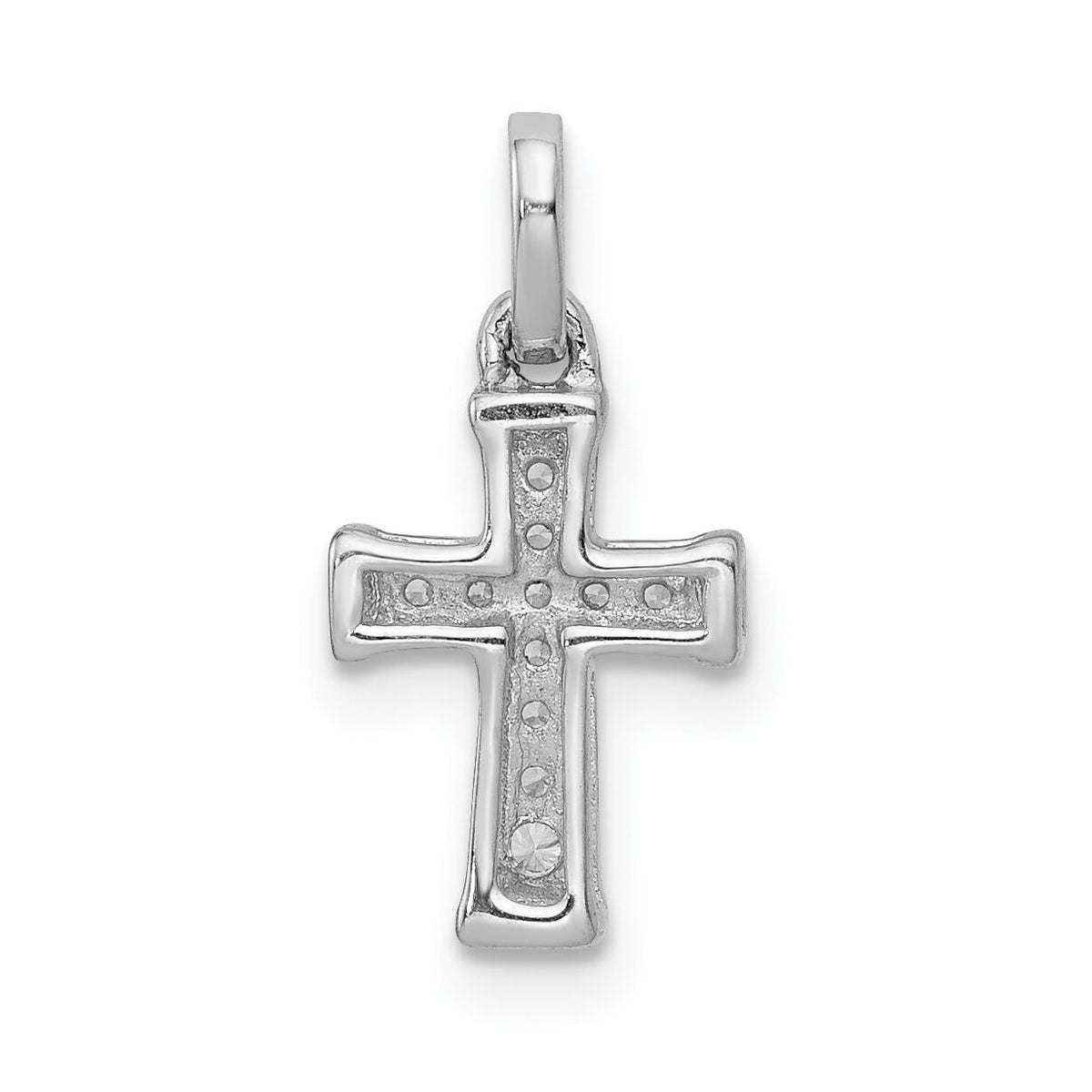 14k White Gold Small 1/20ct. Diamond Latin Cross Pendant-PM4982-005-WA