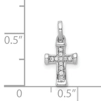 14k White Gold Small 1/20ct. Diamond Latin Cross Pendant-PM4982-005-WA