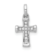 14k White Gold Small 1/20ct. Diamond Latin Cross Pendant-PM4982-005-WA