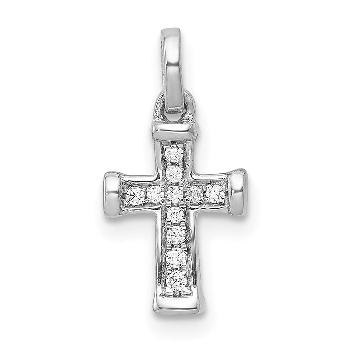 14k White Gold Small 1/20ct. Diamond Latin Cross Pendant-PM4982-005-WA