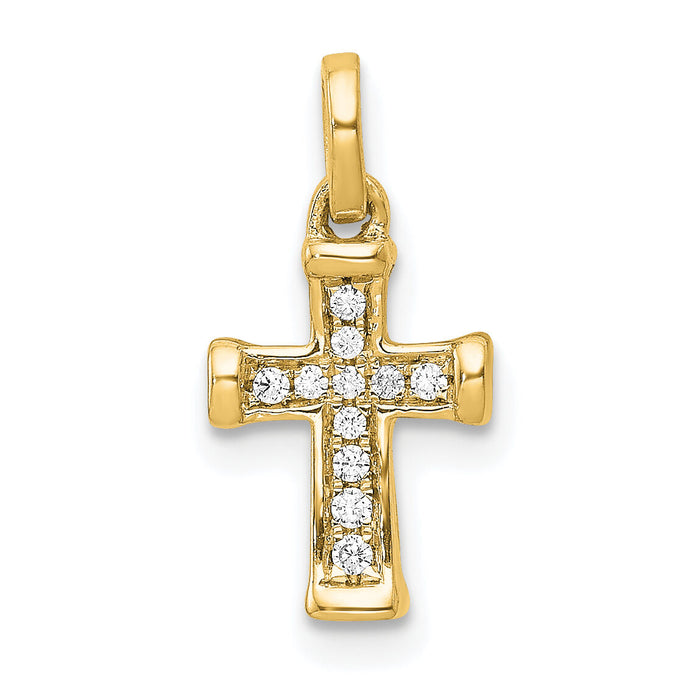 14k Small 1/20ct. Diamond Latin Cross Pendant-PM4982-005-YA