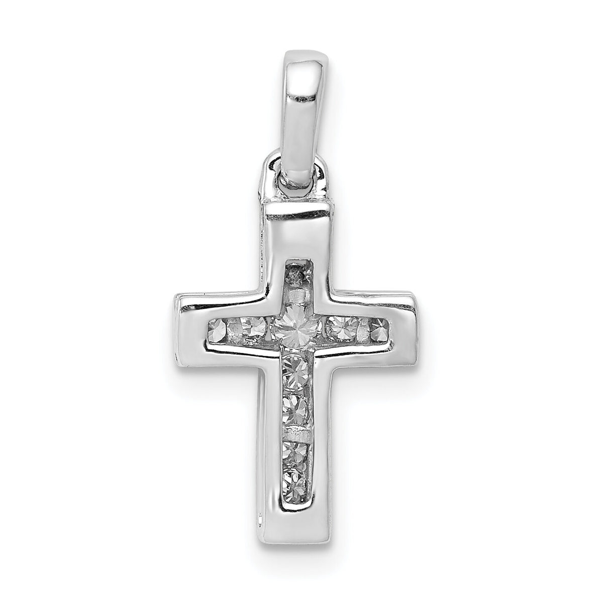 14k White Gold 1/6ct. Diamond Latin Cross Pendant-PM4983-015-WA