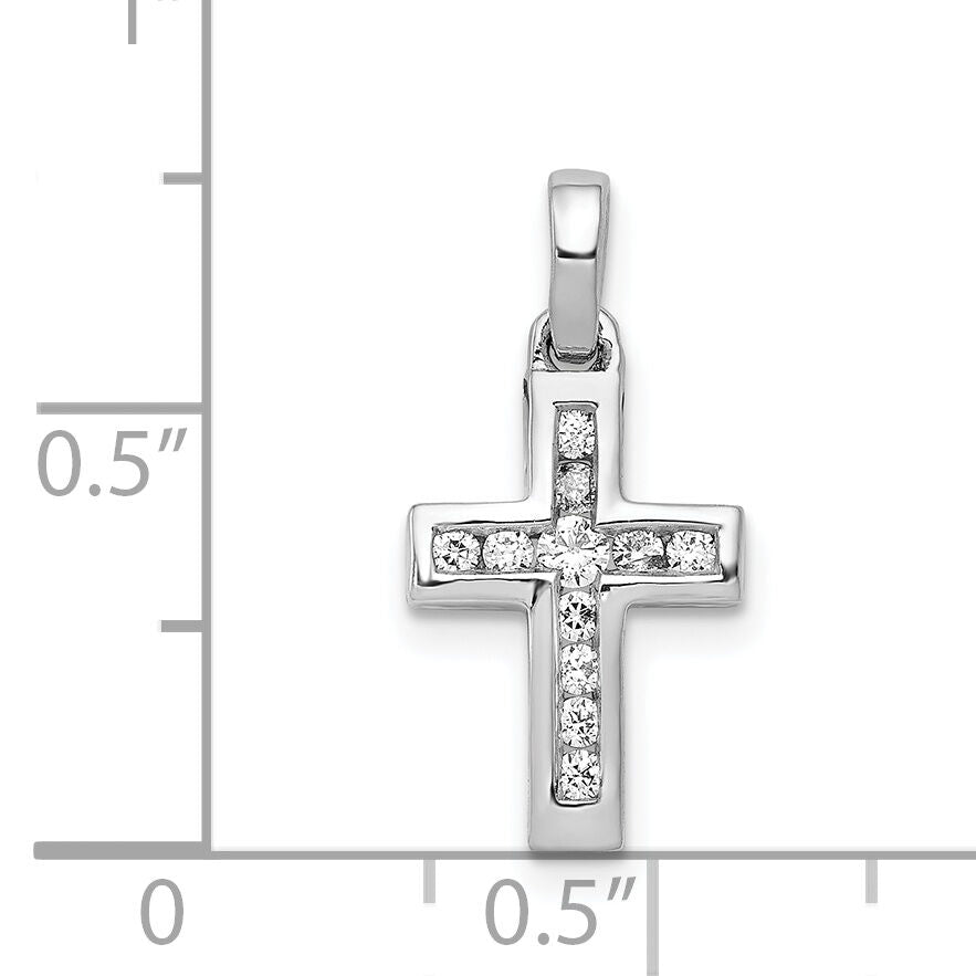 14k White Gold 1/6ct. Diamond Latin Cross Pendant-PM4983-015-WA