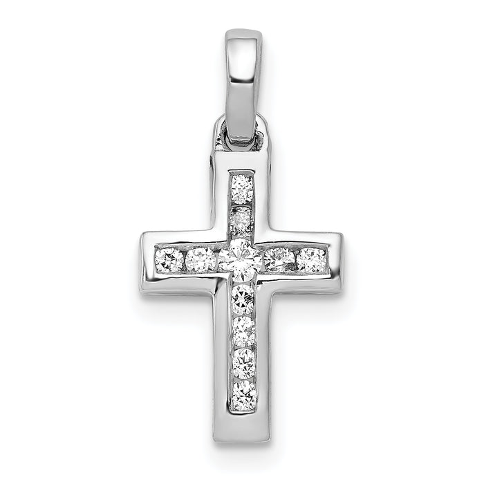 14k White Gold 1/6ct. Diamond Latin Cross Pendant-PM4983-015-WA