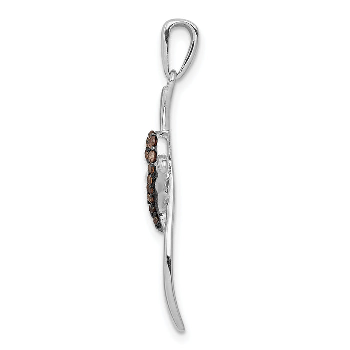 14k White Gold 1/10ct. Champagne Diamond Heart Cross Pendant-PM4986-010-WA