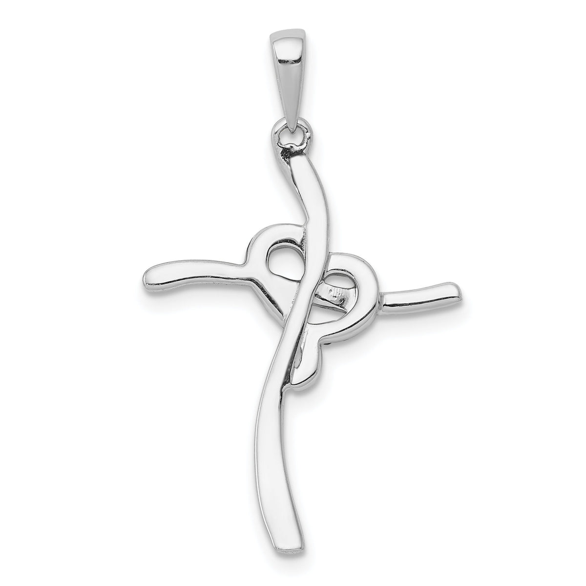 14k White Gold 1/10ct. Champagne Diamond Heart Cross Pendant-PM4986-010-WA
