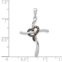 14k White Gold 1/10ct. Champagne Diamond Heart Cross Pendant-PM4986-010-WA