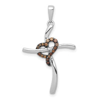 14k White Gold 1/10ct. Champagne Diamond Heart Cross Pendant-PM4986-010-WA