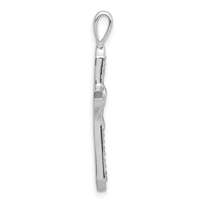 14k White Gold AA 1/10ct. Diamond Heart Cross Pendant-PM4987-010-WA